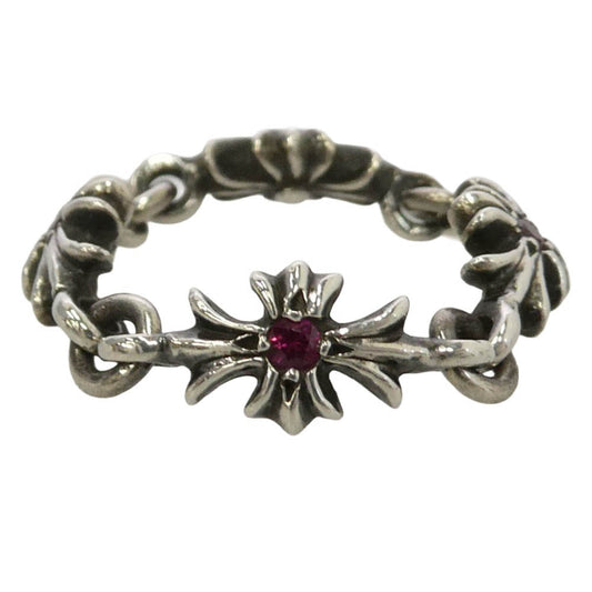 CHROME HEARTS クロムハーツ（原本無） RING TNY E CH PLS タイニーECHプラス ピンクサファイヤ リング シルバー系 レッド系 約9号【中古】