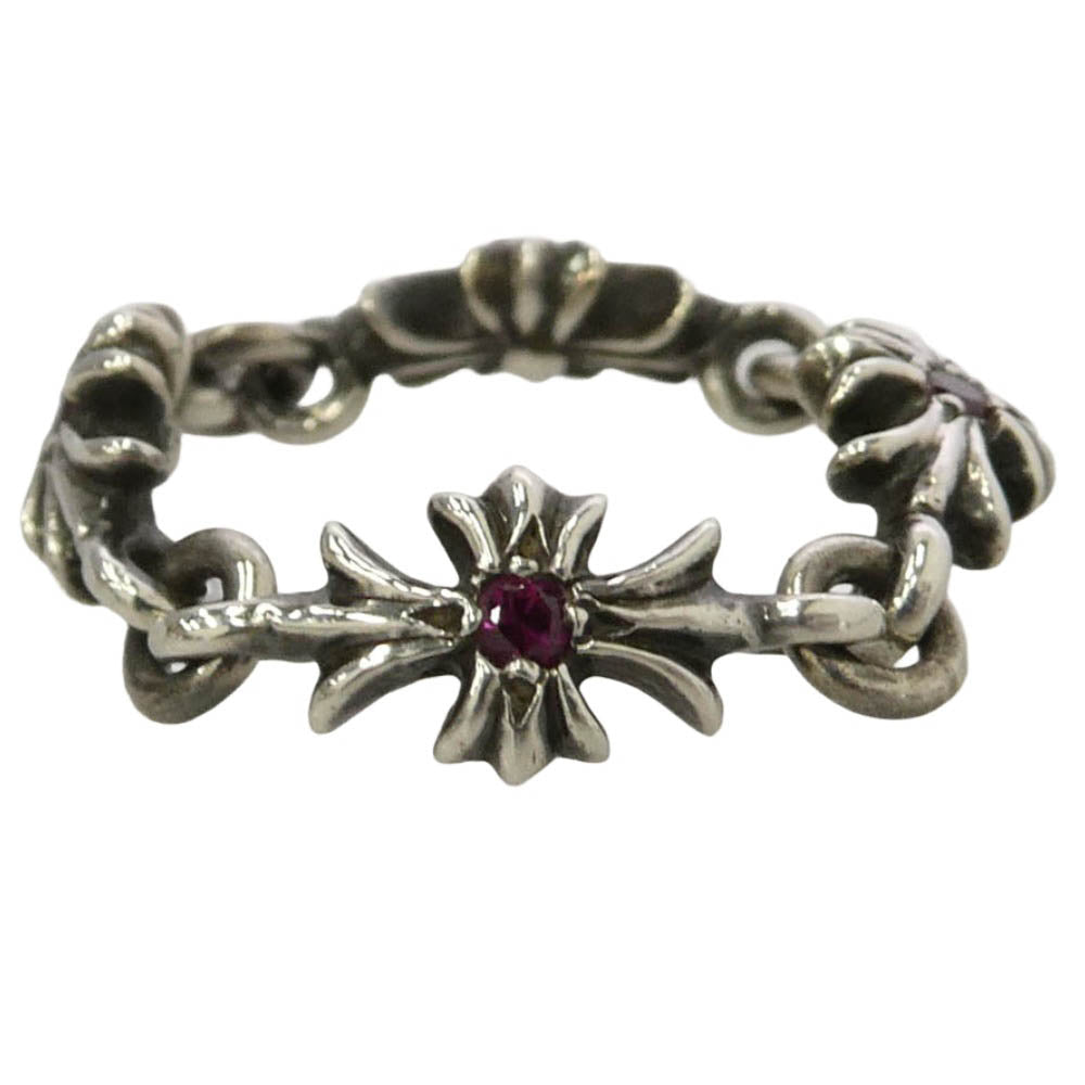 CHROME HEARTS クロムハーツ（原本無） RING TNY E CH PLS タイニーECHプラス ピンクサファイヤ リング シルバー系 レッド系 約9号【中古】