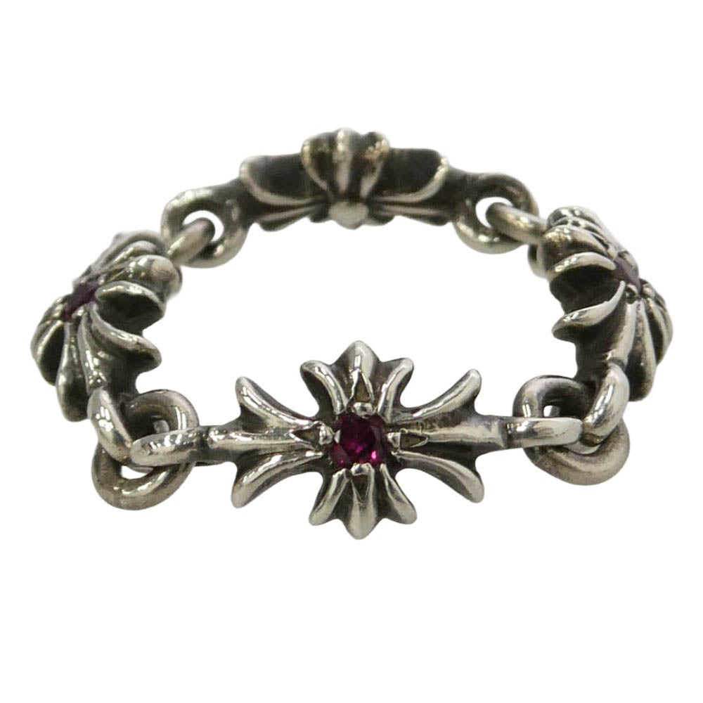 CHROME HEARTS クロムハーツ（原本無） RING TNY E CH PLS タイニーECHプラス ピンクサファイヤ リング シルバー系 レッド系 約9号【中古】