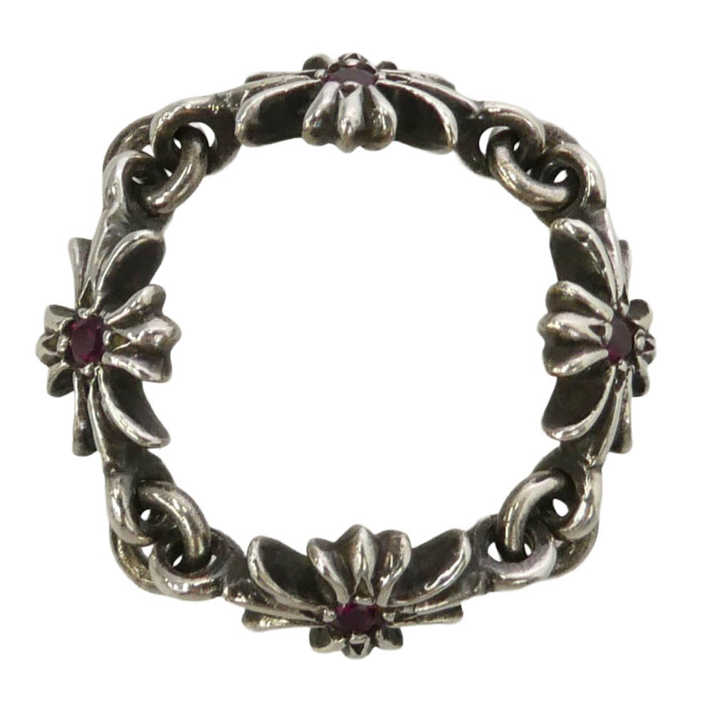 CHROME HEARTS クロムハーツ（原本無） RING TNY E CH PLS タイニーECHプラス ピンクサファイヤ リング シルバー系 レッド系 約9号【中古】