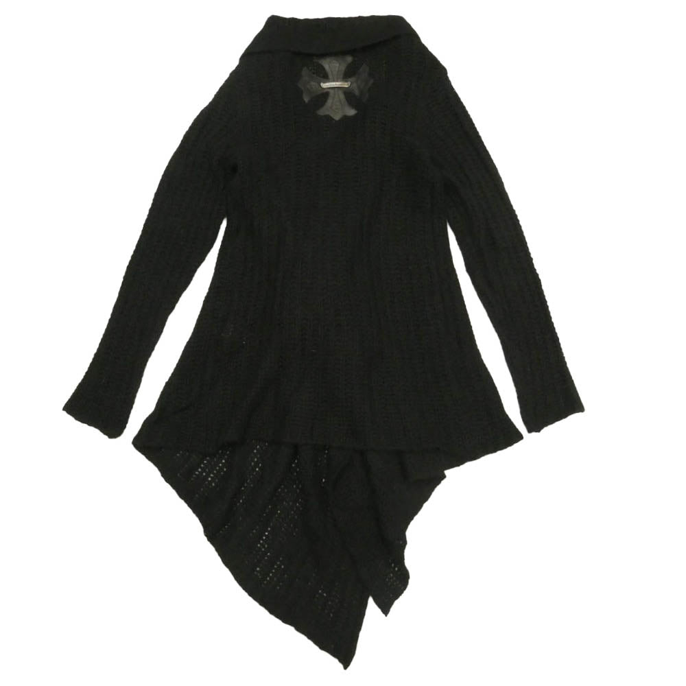 CHROME HEARTS クロムハーツ（原本無） 2613-304-3203 CH Plus Leather Patch Cashmere Knit Cardigan CHプラス レザーパッチ カシミヤ混 ニット カーディガン ブラック系 OS【中古】