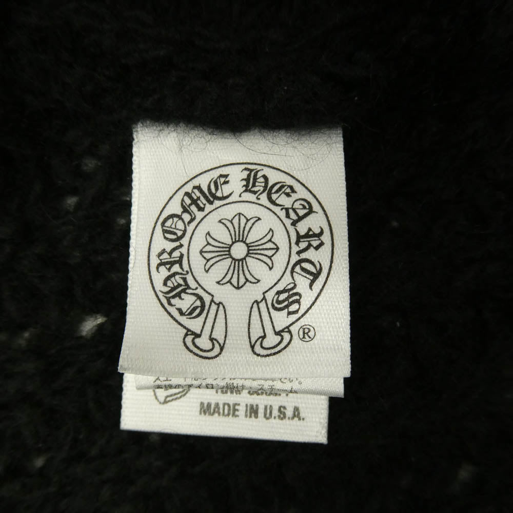 CHROME HEARTS クロムハーツ（原本無） 2613-304-3203 CH Plus Leather Patch Cashmere Knit Cardigan CHプラス レザーパッチ カシミヤ混 ニット カーディガン ブラック系 OS【中古】