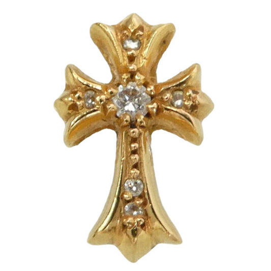 CHROME HEARTS クロムハーツ（原本無） 22K CH CRS 2 FAT P/DIA CHクロス ファットスタッド パヴェダイヤ ピアス ゴールド系【中古】