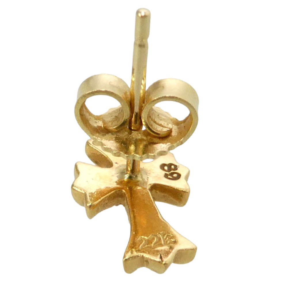 CHROME HEARTS クロムハーツ（原本無） 22K CH CRS 2 FAT P/DIA CHクロス ファットスタッド パヴェダイヤ ピアス ゴールド系【中古】
