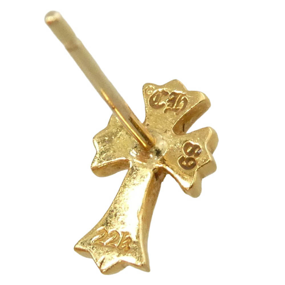 CHROME HEARTS クロムハーツ（原本無） 22K CH CRS 2 FAT P/DIA CHクロス ファットスタッド パヴェダイヤ ピアス ゴールド系【中古】