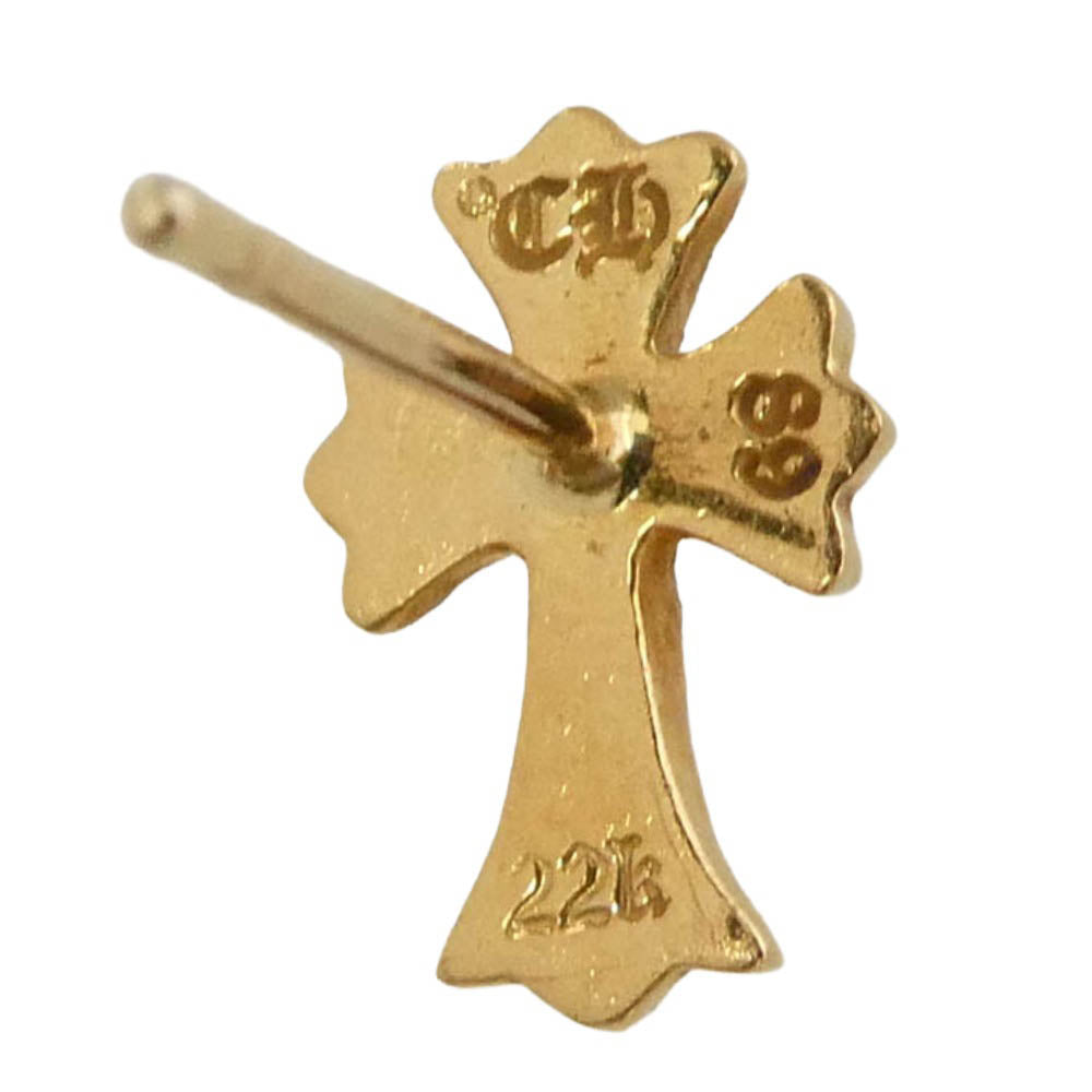 CHROME HEARTS クロムハーツ（原本無） 22K CH CRS 2 FAT P/DIA CHクロス ファットスタッド パヴェダイヤ ピアス ゴールド系【中古】