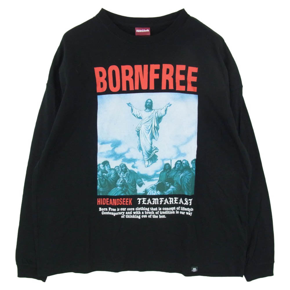 ハイドアンドシーク 25SS HT-030825 Jesus L/S Tee Big Silhouette ジーザス ロングスリーブ ティー ビッグシルエット　Tシャツ 長袖 カットソー ブラック系 L【中古】