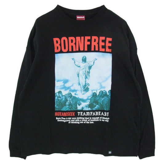ハイドアンドシーク 25SS HT-030825 Jesus L/S Tee Big Silhouette ジーザス ロングスリーブ ティー ビッグシルエット　Tシャツ 長袖 カットソー ブラック系 L【中古】