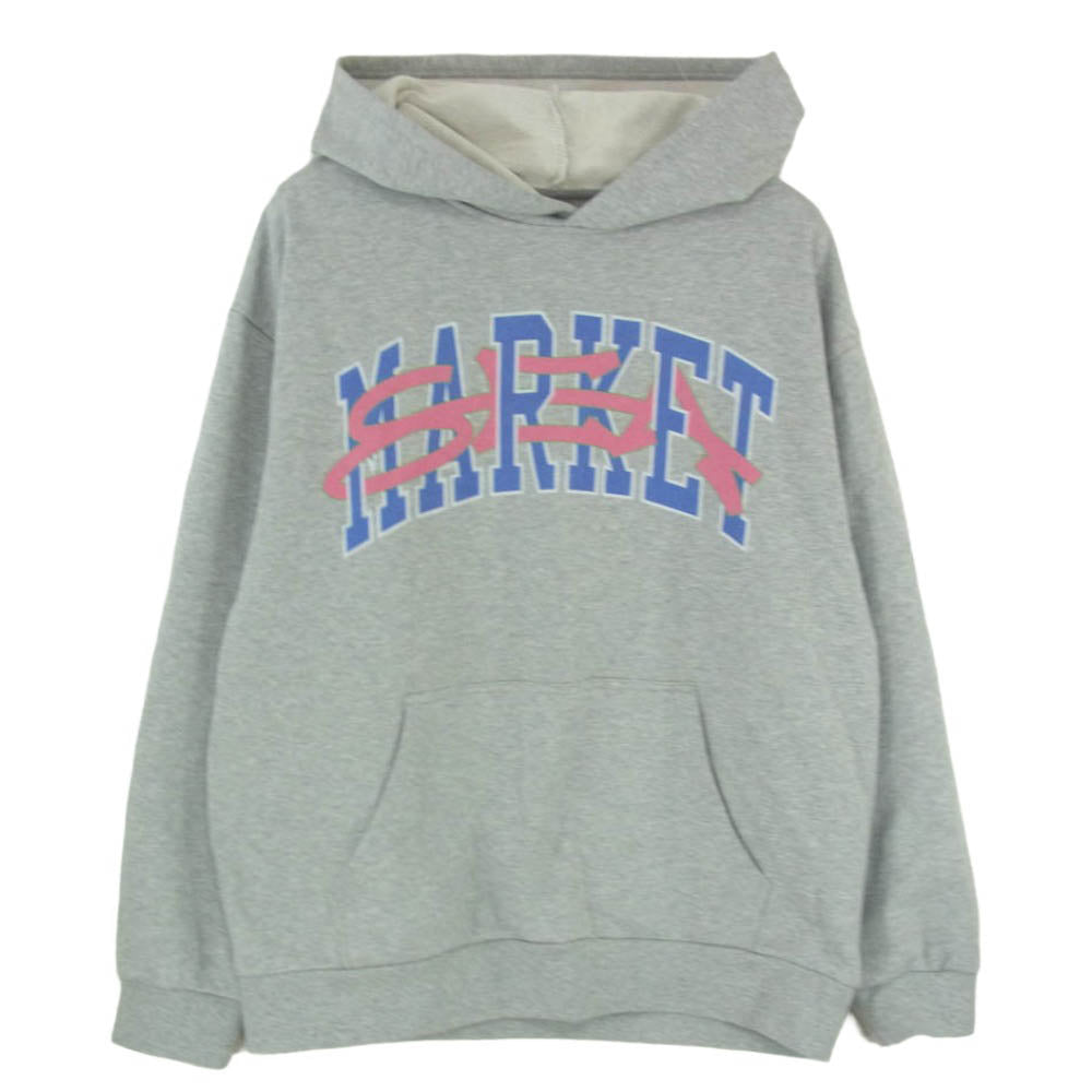 WIND AND SEA ウィンダンシー 25SS WDS-C-MKT-25-Q2-CS-01 × MARKET ARCH LOGO HOODED SWEAT SHIRT マーケット アーチロゴ フーデッド スウェットシャツ グレー系 L【中古】