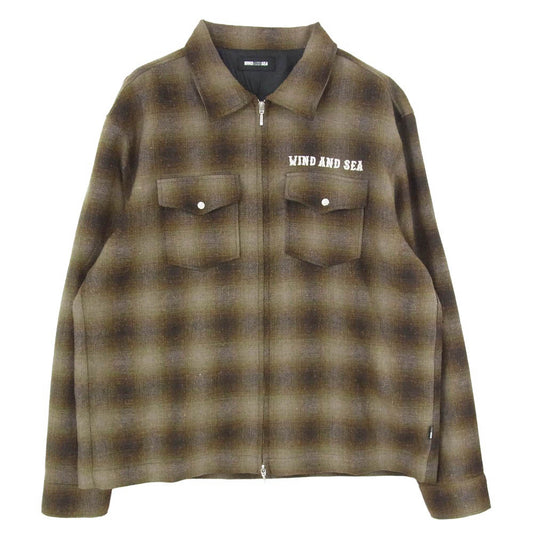 WIND AND SEA ウィンダンシー 25SS WDS-O-ATSO-25-Q2-SH-01 Plaid Pattern Zip Shirts brown プラッド パターン ジップ シャツ ブラウン ベージュ系 ブラウン系 L【中古】