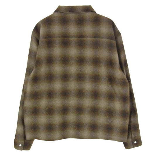 WIND AND SEA ウィンダンシー 25SS WDS-O-ATSO-25-Q2-SH-01 Plaid Pattern Zip Shirts brown プラッド パターン ジップ シャツ ブラウン ベージュ系 ブラウン系 L【中古】