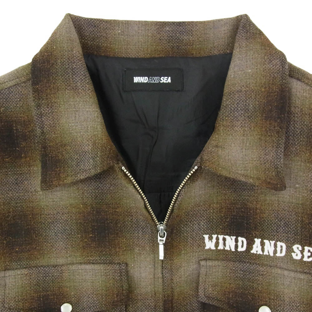 WIND AND SEA ウィンダンシー 25SS WDS-O-ATSO-25-Q2-SH-01 Plaid Pattern Zip Shirts brown プラッド パターン ジップ シャツ ブラウン ベージュ系 ブラウン系 L【中古】