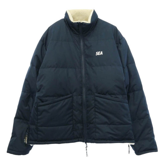 WIND AND SEA ウィンダンシー 23AW WDS-C-TIN-26-Q1-03 × TAION REVERSIBLE BOA DOWN タイオン リバーシブル ボア ダウンジャケット ネイビー系 オフホワイト系 L【中古】