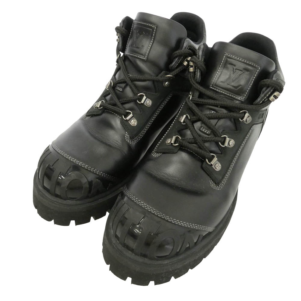 LOUIS VUITTON ルイ・ヴィトン 1AIZM8 モノグラム ロゴ リミックス アンクル レザー ブーツ ブラック系 10【中古】