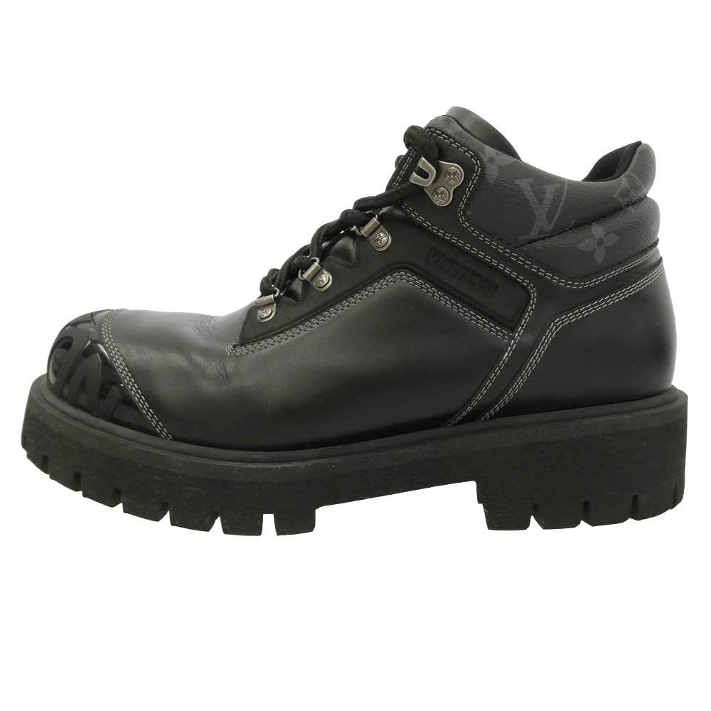 LOUIS VUITTON ルイ・ヴィトン 1AIZM8 モノグラム ロゴ リミックス アンクル レザー ブーツ ブラック系 10【中古】
