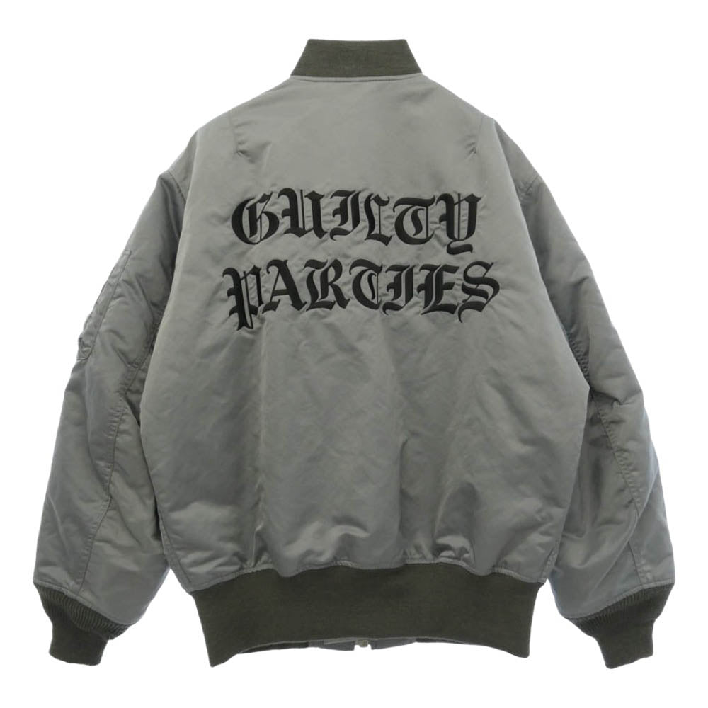 WACKO MARIA ワコマリア 23AW 23FW-WMO-ML02 MA-1 FLIGHT JACKET ロゴ刺繍 フライト ボンバージャケット グレー系 S【中古】