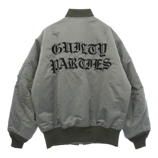 WACKO MARIA ワコマリア 23AW 23FW-WMO-ML02 MA-1 FLIGHT JACKET ロゴ刺繍 フライト ボンバージャケット グレー系 S【中古】