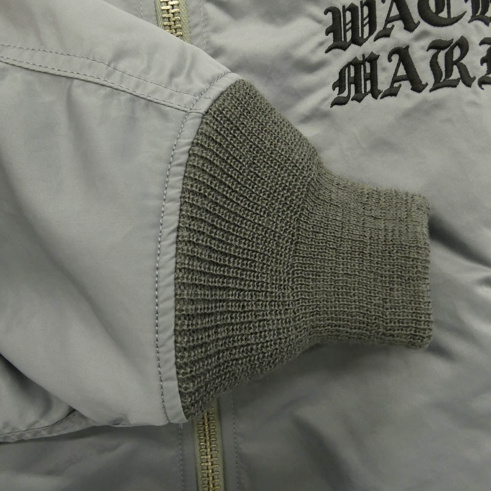 WACKO MARIA ワコマリア 23AW 23FW-WMO-ML02 MA-1 FLIGHT JACKET ロゴ刺繍 フライト ボンバージャケット グレー系 S【中古】