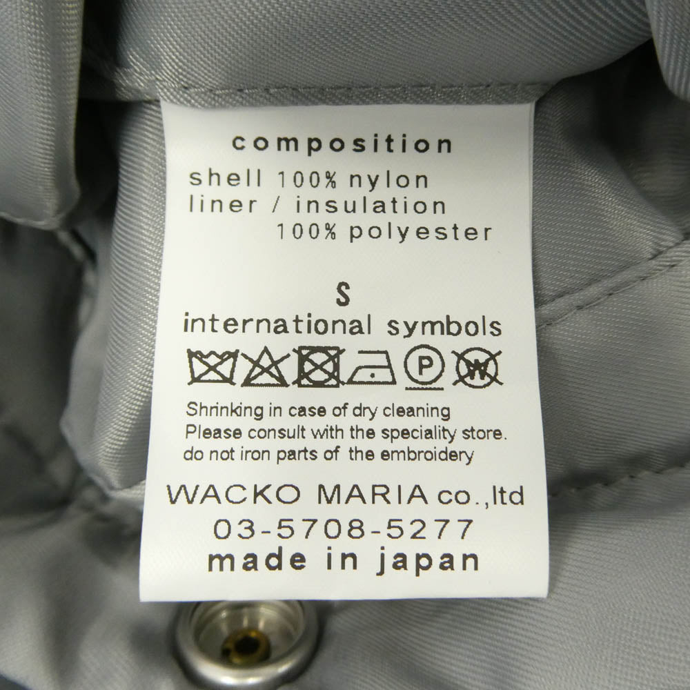 WACKO MARIA ワコマリア 23AW 23FW-WMO-ML02 MA-1 FLIGHT JACKET ロゴ刺繍 フライト ボンバージャケット グレー系 S【中古】