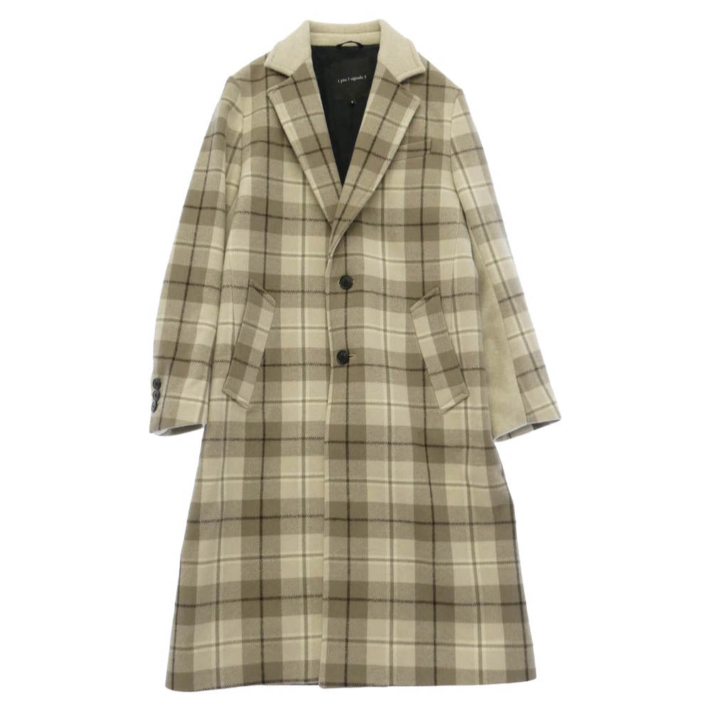 1piu1uguale3 ウノピュウノウグァーレトレ MRC169-WCA032 CHESTER COAT カシミヤ混ウール チェック チェスターコート グレー系 グレイッシュベージュ系 3【極上美品】【中古】