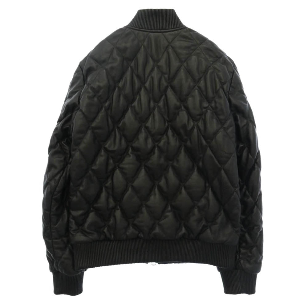 1piu1uguale3 ウノピュウノウグァーレトレ MRB724-LAB061 SHIRRING DIA BOMBER JACKET シャーリングダイヤキルト ラムレザー ボンバージャケット ブラック系 3【美品】【中古】