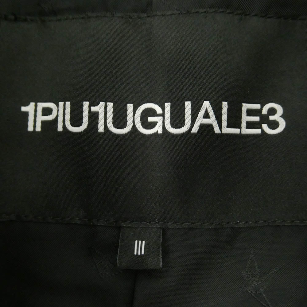 1piu1uguale3 ウノピュウノウグァーレトレ MRB724-LAB061 SHIRRING DIA BOMBER JACKET シャーリングダイヤキルト ラムレザー ボンバージャケット ブラック系 3【美品】【中古】