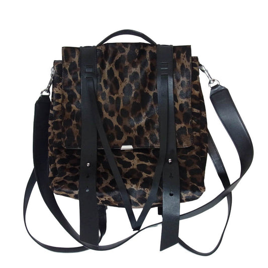 ALLSAINTS オールセインツ KIM BACKPACK レオパード ハラコレザー 3way ショルダー ハンドバッグ バックパック リュック ブラウン系 ブラック系【美品】【中古】