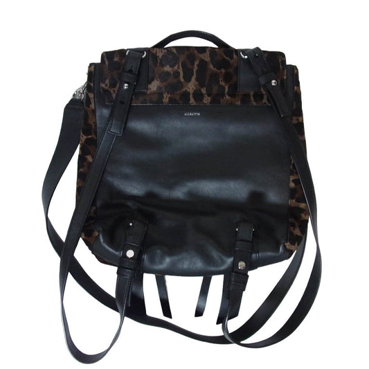 ALLSAINTS オールセインツ KIM BACKPACK レオパード ハラコレザー 3way ショルダー ハンドバッグ バックパック リュック ブラウン系 ブラック系【美品】【中古】