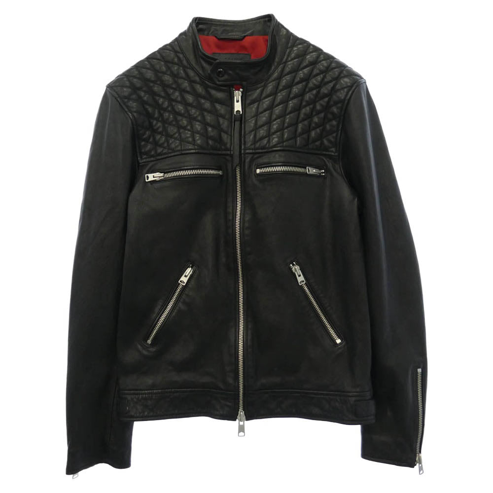 ALLSAINTS オールセインツ AMERSHAM JACKET レザー シングルライダースジャケット ブラック系 L【美品】【中古】
