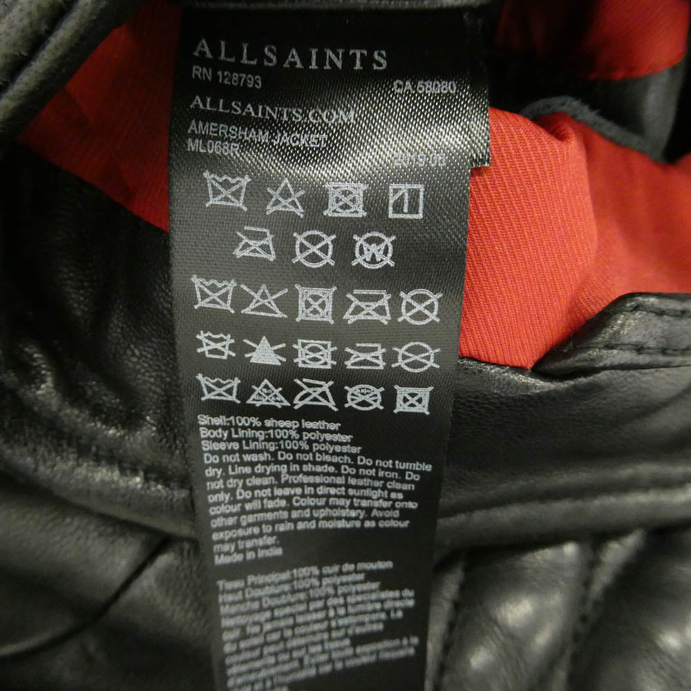 ALLSAINTS オールセインツ AMERSHAM JACKET レザー シングルライダースジャケット ブラック系 L【美品】【中古】