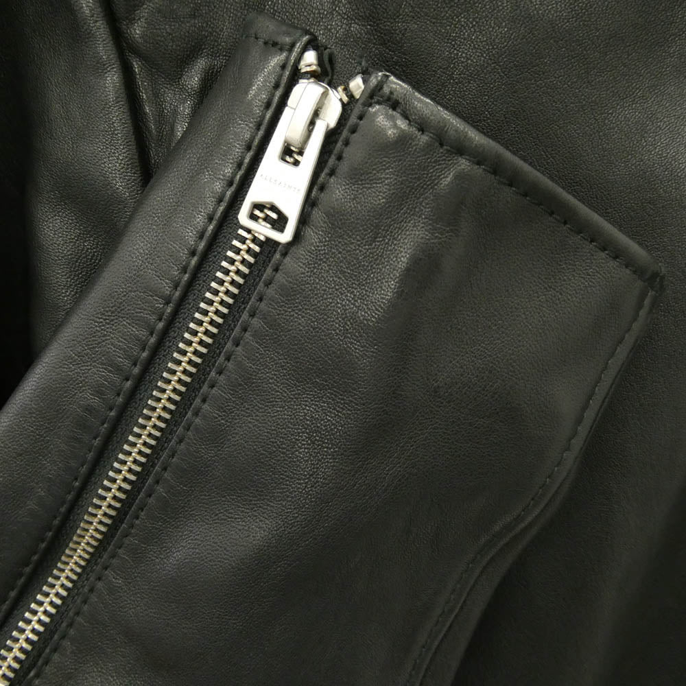 ALLSAINTS オールセインツ HARWOOD JACKET 着脱式フード付き レザー シングルライダースジャケット ブラック系 L【美品】【中古】