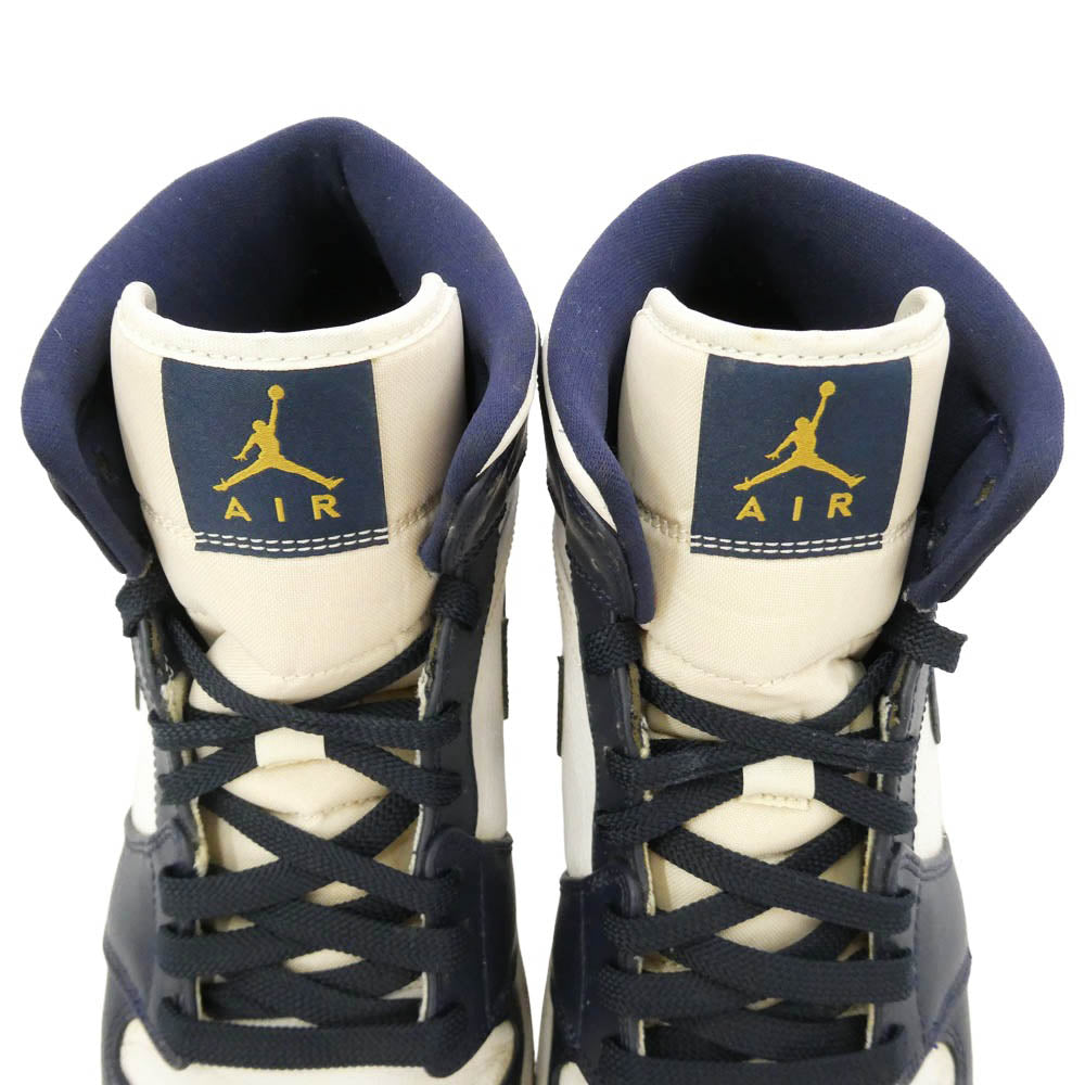 NIKE ナイキ 554724-174 Air Jordan 1 Mid White Metallic Gold Obsidian エアジョーダン1 ミッド ホワイトメタリックゴールドオブシディアン スニーカー ホワイト系 ダークネイビー系 27.5cm【中古】