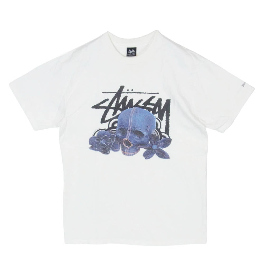 STUSSY ステューシー Levi's リーバイス 25周年記念 × Levis リーバイス スカル フラワー デニム ローズ プリント Tシャツ ホワイト系 M【中古】
