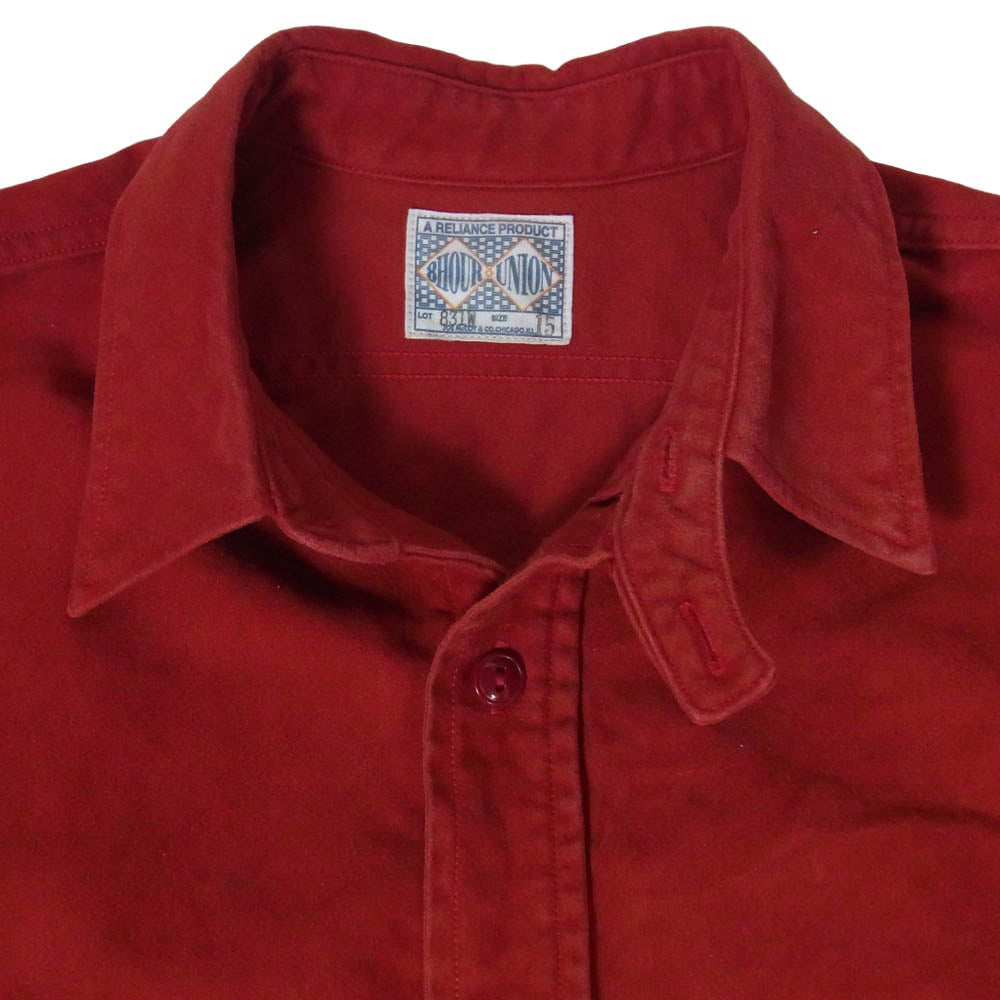 The REAL McCOY'S ザリアルマッコイズ 831W 8HOUR UNION SATEEN WORK SHIRT サテン ワーク 長袖シャツ レッド系 15【中古】