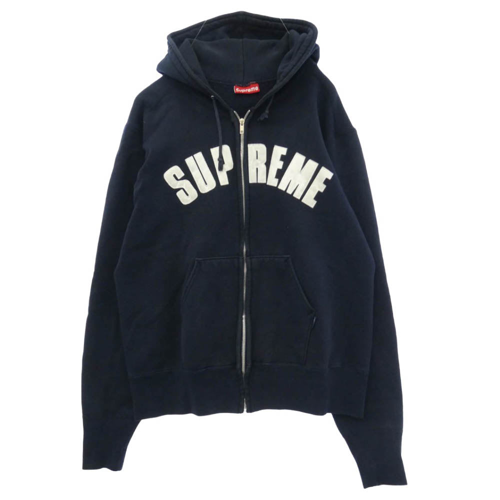 Supreme シュプリーム USA製 90s 初期 Arc Logo Zip Hoodie アーチロゴ ジップ フーディー パーカー ネイビー系 M【中古】