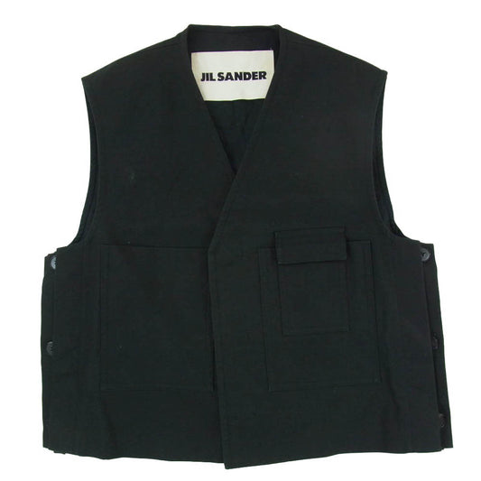 JIL SANDER ジルサンダー 国内正規品 20SS JSMQ460422 MQ24160001 コットンクロス マルチポケット ベスト ブラック系 44【中古】