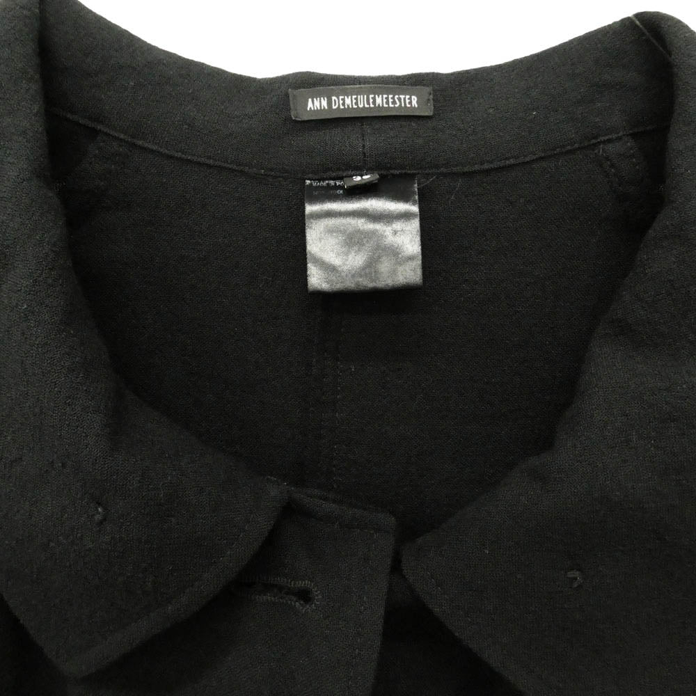 ANN DEMEULEMEESTER アンドゥムルメステール 前二重レイヤード ウールコート ブラック系 36【中古】