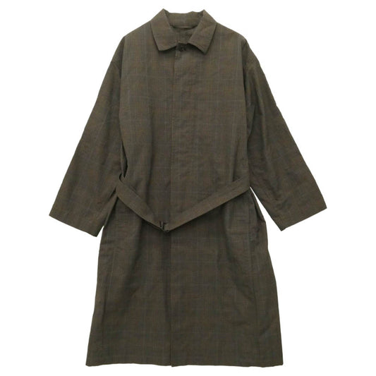 LEMAIRE ルメール 国内正規品 CO143LF417UM04 ウール チェック ステンカラーコート ダークブラウン系 46【中古】