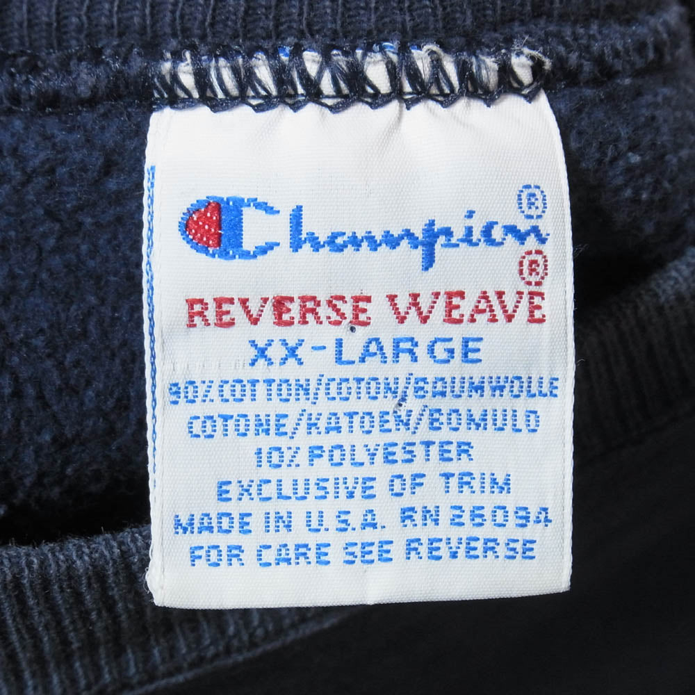 Champion チャンピオン 90s USA製 REVERSE WEAVE リバース ウィーブ スウェット ネイビー系 XXL【中古】