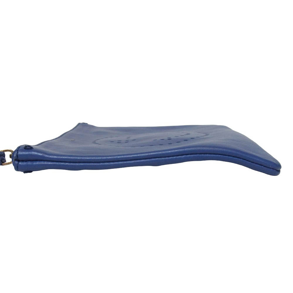 Anya Hindmarch アニヤ・ハインドマーチ レザー パンチング ウィンクスマイリー タッセル クラッチバッグ ポーチ ブルー系【中古】