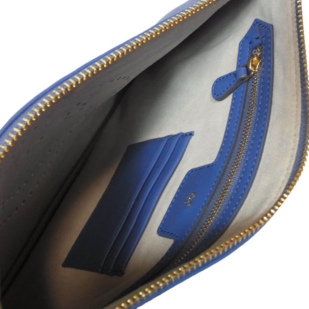 Anya Hindmarch アニヤ・ハインドマーチ レザー パンチング ウィンクスマイリー タッセル クラッチバッグ ポーチ ブルー系【中古】