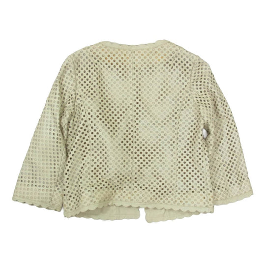 BALMAIN バルマン パンチング ラムレザー スカラップ ノーカラー レザージャケット ベージュ系 9【中古】