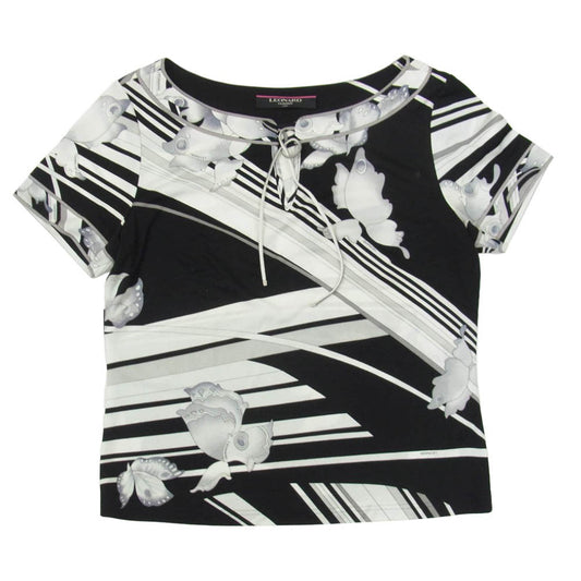 LEONARD レオナール 0199502 FASHION 総柄 グラフィック プリント 半袖 カットソー ブラック系 ホワイト系 XL【中古】