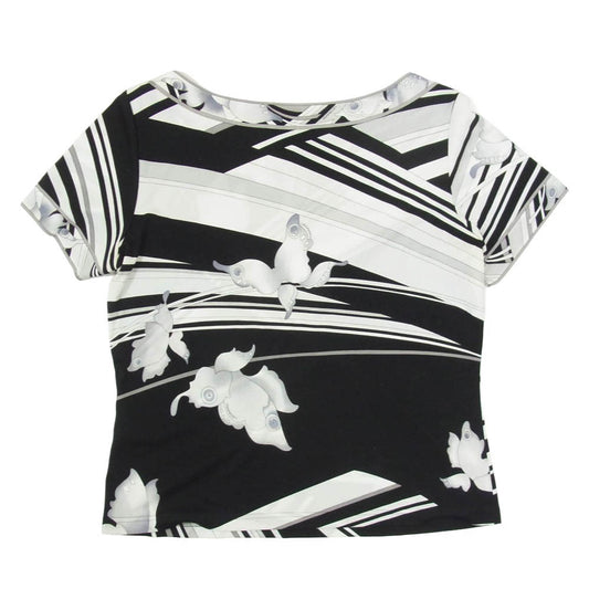 LEONARD レオナール 0199502 FASHION 総柄 グラフィック プリント 半袖 カットソー ブラック系 ホワイト系 XL【中古】