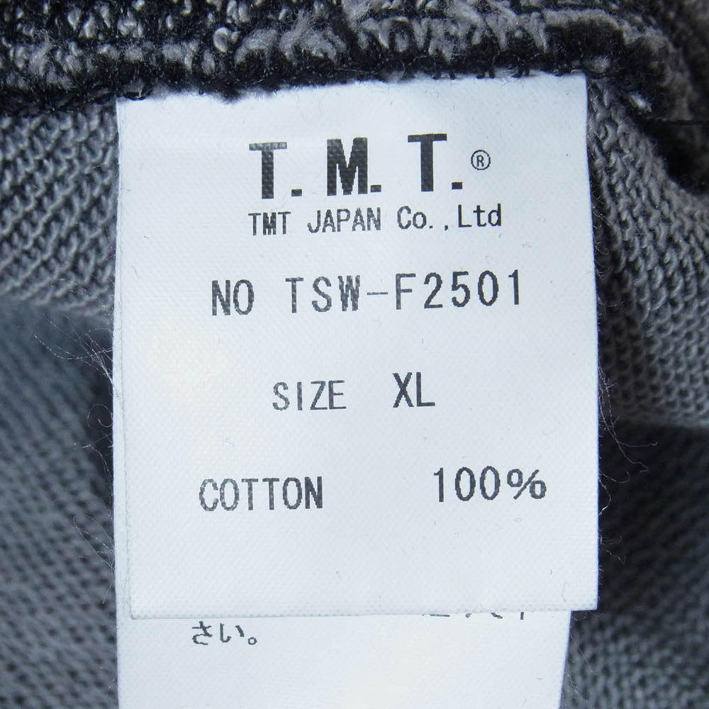 TMT ティーエムティー TSW-F2501 PULL OVER SWEAT ヴィンテージ加工 プルオーバー クルーネック スウェット ブラック系 XL【中古】