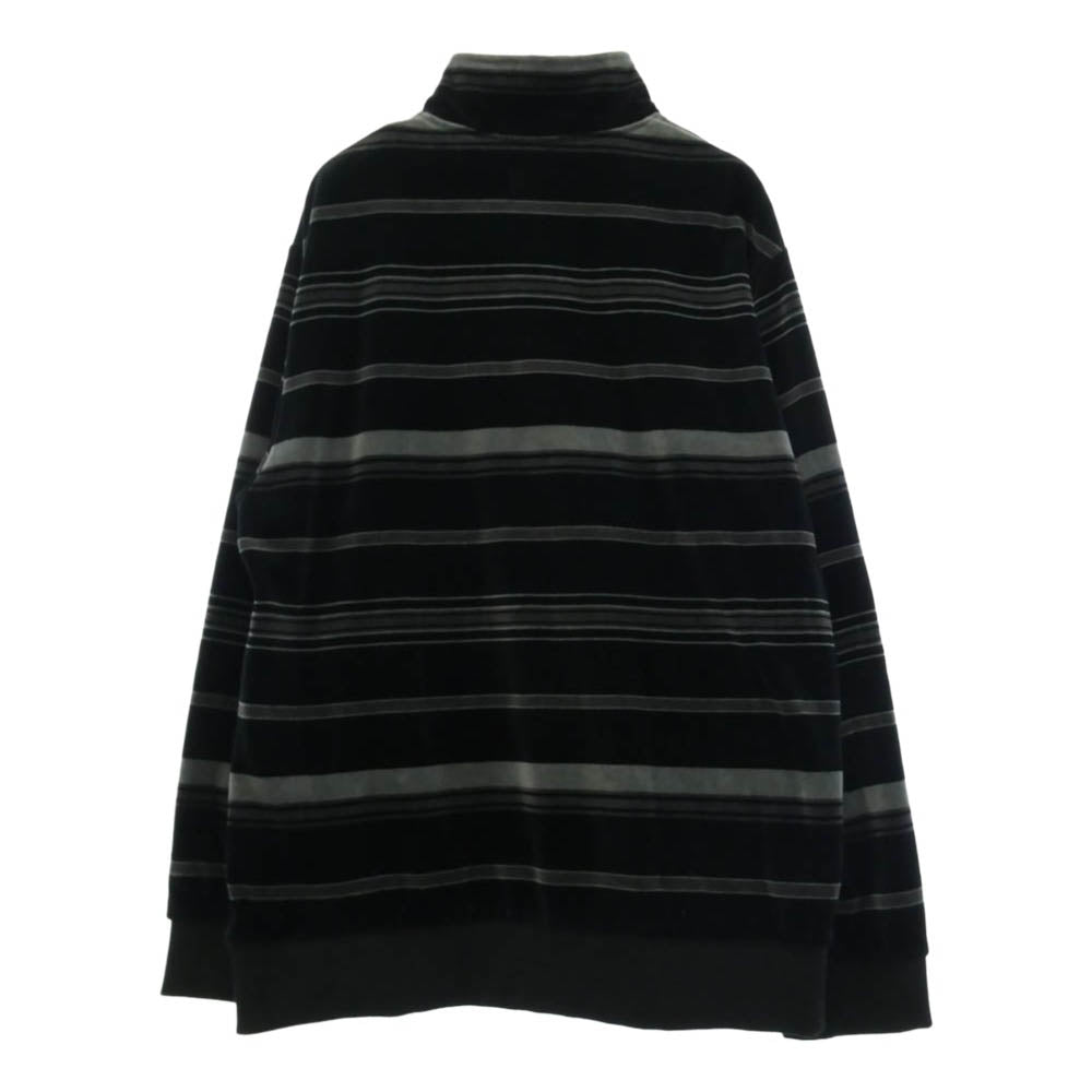 Supreme シュプリーム 20AW Stripe Velour Half Zip Pullover Black ストライプ ベロア ハーフ ジップ プルオーバー ブラック ブラック系 グレー系 L【中古】