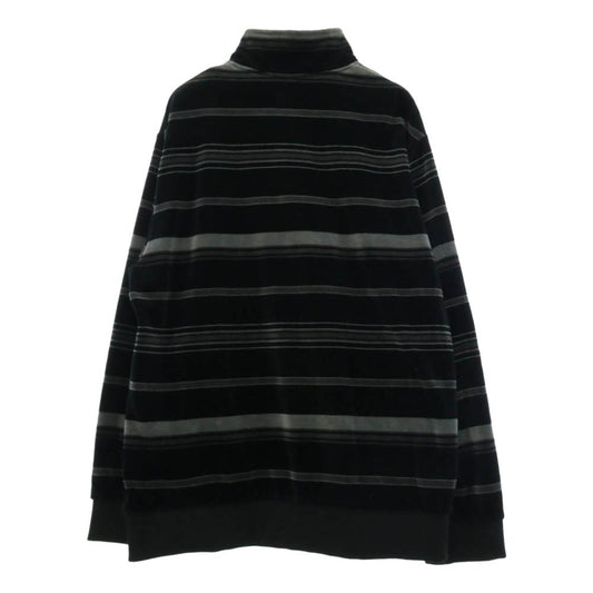 Supreme シュプリーム 20AW Stripe Velour Half Zip Pullover Black ストライプ ベロア ハーフ ジップ プルオーバー ブラック ブラック系 グレー系 L【中古】