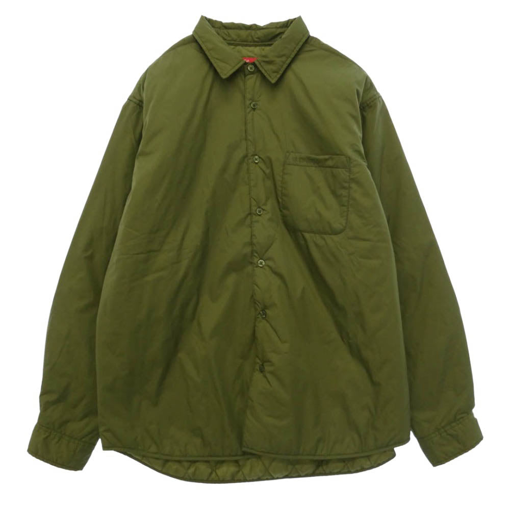 Supreme シュプリーム 22AW Nylon Filled Shirt Olive ナイロン フィルド シャツ オリーブ グリーン系 L【極上美品】【中古】