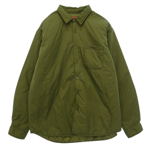 Supreme シュプリーム 22AW Nylon Filled Shirt Olive ナイロン フィルド シャツ オリーブ グリーン系 L【極上美品】【中古】