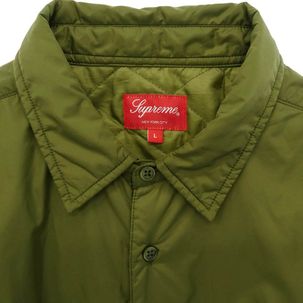 Supreme シュプリーム 22AW Nylon Filled Shirt Olive ナイロン フィルド シャツ オリーブ グリーン系 L【極上美品】【中古】